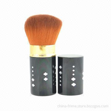 Professional shiny black soft synthetic hair makeup retractable powder brush with diamond